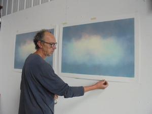 Giles Penny with early stage of new serigraph