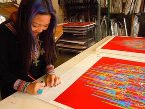 Waleska signing ‘Hearts in Love’ at the workshop