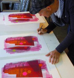 Richard Walker signing an edition for University of London